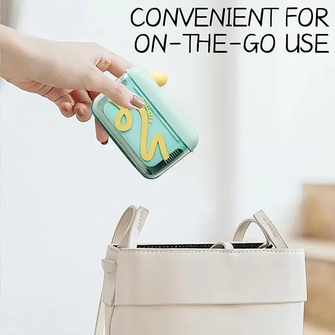 Travel-sized storage case - features an automatic pop-up dispenser ...