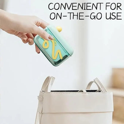 Travel-sized storage case - features an automatic pop-up dispenser