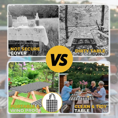 Picnic Table Cover with Bench Covers and Bag