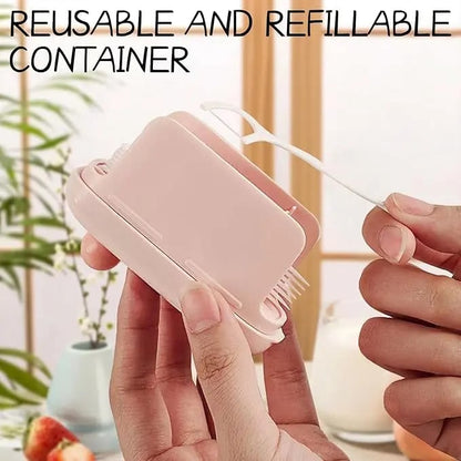 Travel-sized storage case - features an automatic pop-up dispenser