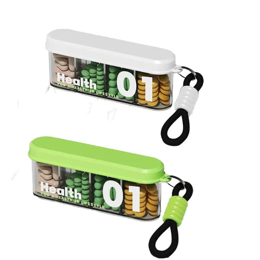 Portable Pill Dispenser with 4 Compartments