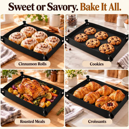 🍪 Foldable Silicone Baking Tray – Bake, Release & Store with Ease