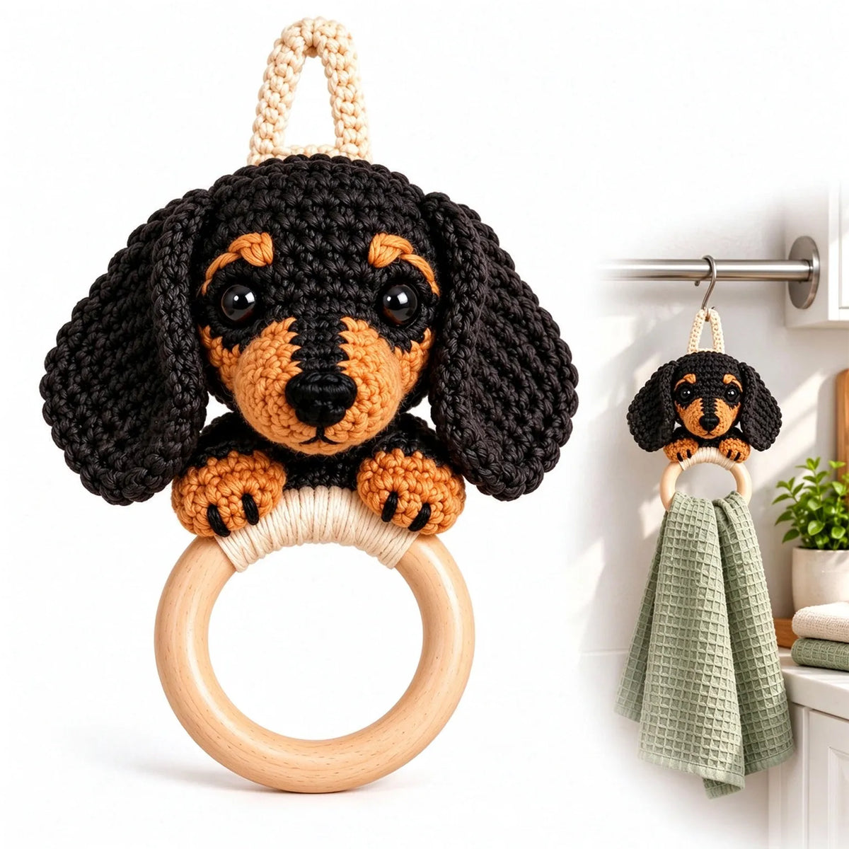 Crochet Dachshund Towel Holder Kit