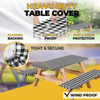 Picnic Table Cover with Bench Covers and Bag