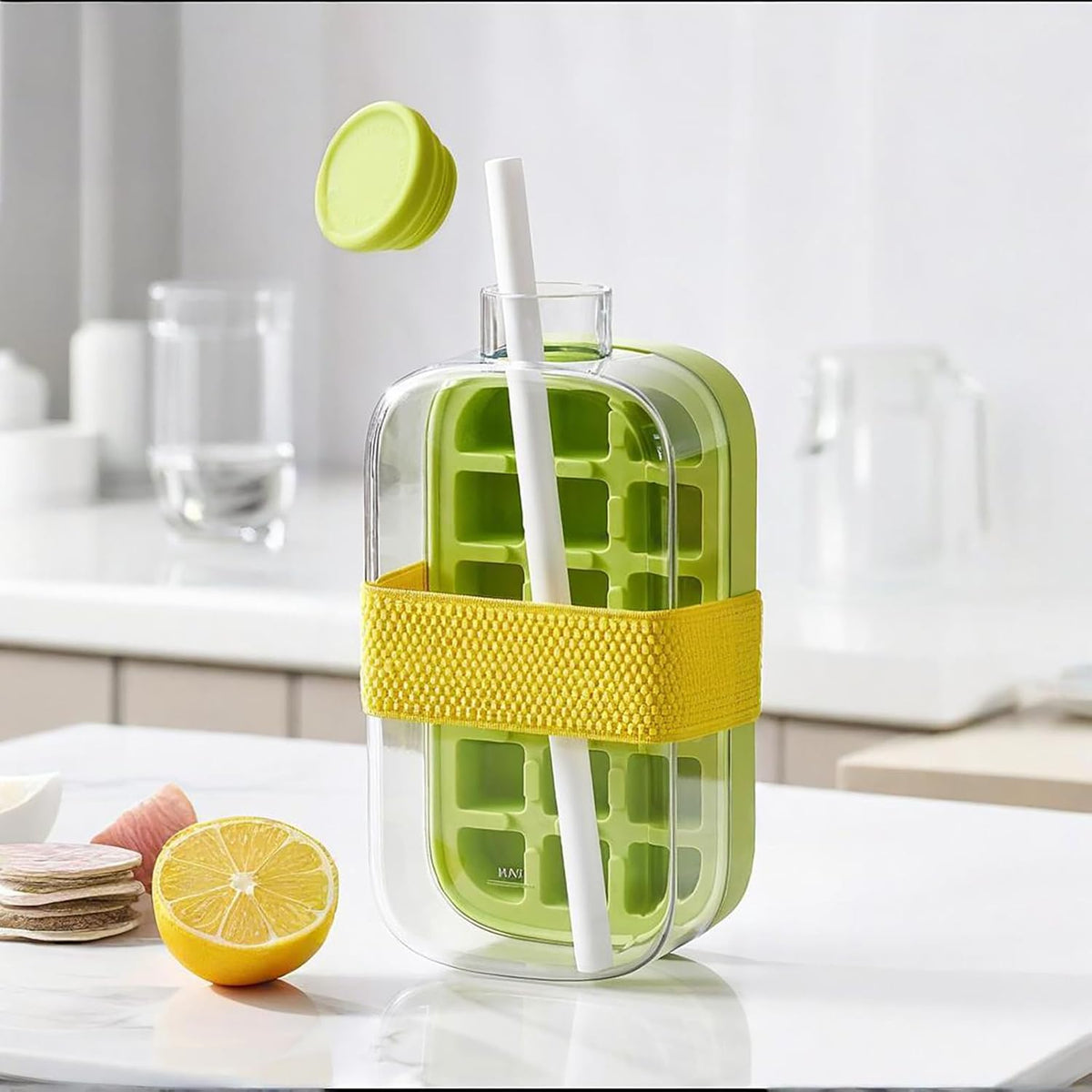 2-in-1 Ice Cube Bottle with Straw